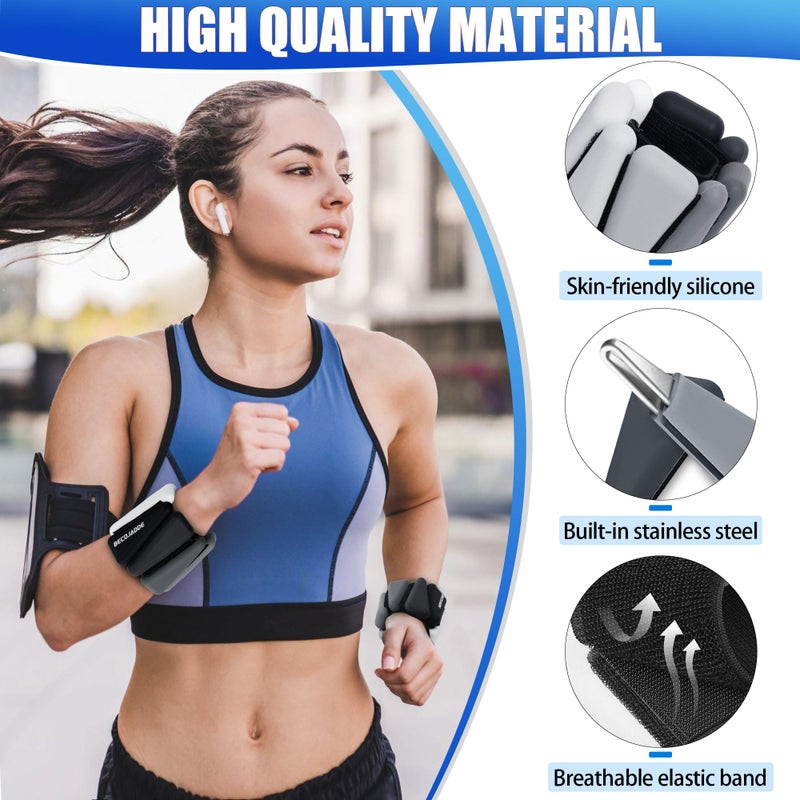 BECOJADDE Ankle Weights for Women Wrist Weights Set of 2 (1 lb Each) Adjustable Arm Leg Weight for Womens Men Suitable for Walking Swimming Running Pilates Yoga Gym, Gradient Black - Image 5