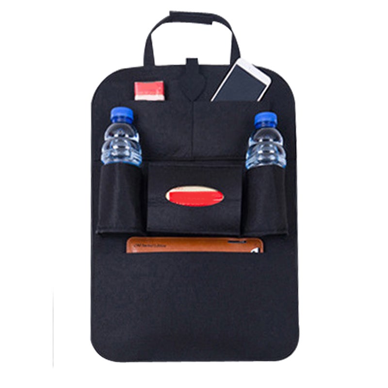 Auto Car Backrests Protect Car Seat Back Organizer Multi-Pocket Storage Solution for Pad / Phone / Bottle / Umbrella (Black) - Image 1