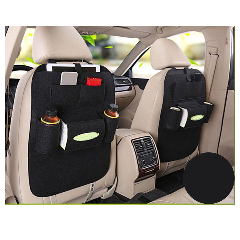 Auto Car Backrests Protect Car Seat Back Organizer Multi-Pocket Storage Solution for Pad / Phone / Bottle / Umbrella (Black) - Image 3