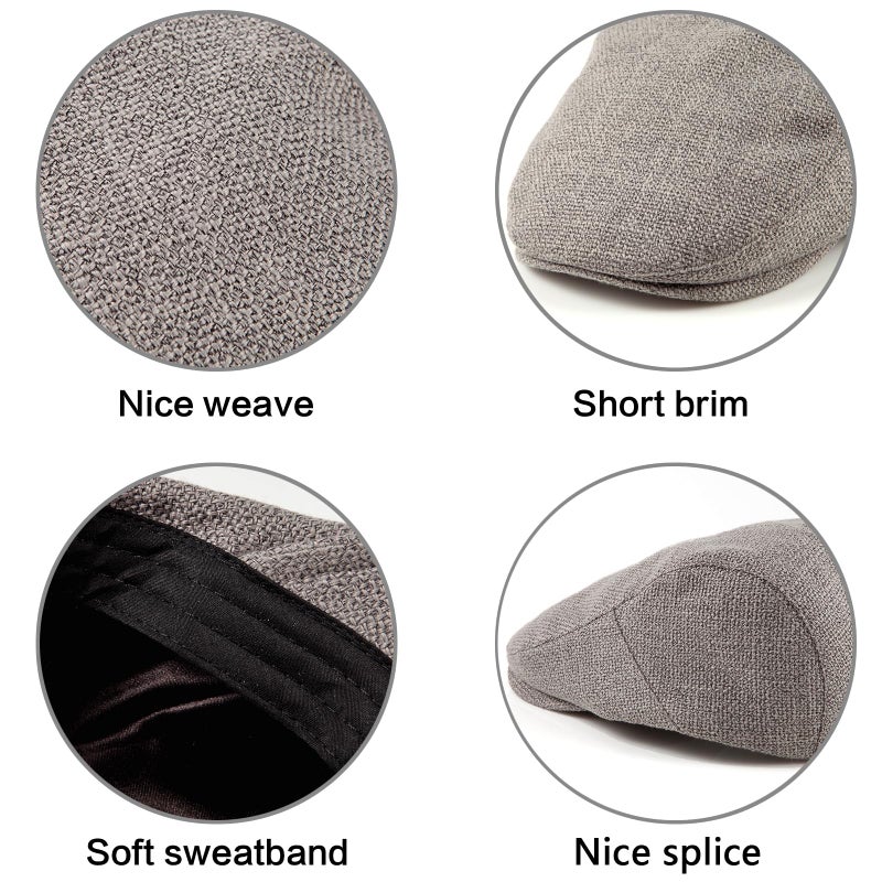 LADYBRO Classic Solid Flat Cap Newsboy Hats for Men Cabbie Driving Scally Adjustable (Polyester Blend, Grey) - Image 5