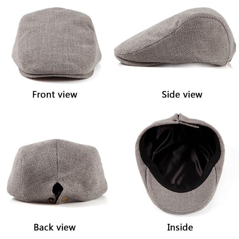 LADYBRO Classic Solid Flat Cap Newsboy Hats for Men Cabbie Driving Scally Adjustable (Polyester Blend, Grey) - Image 4