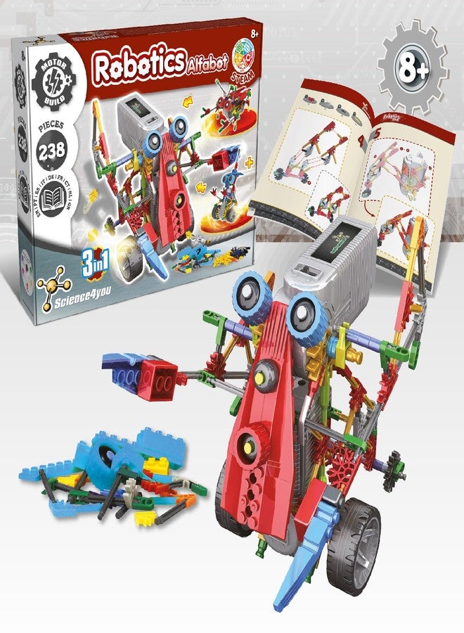 Science4you Robotics Alfabot - Robot Building Kit for Kids, 238 Pieces - Build Your Own Robots and Make Them Move - 3 Different Robots in 1 Toy - STEM Educational Toy for Kids Age 8-14 - Image 3