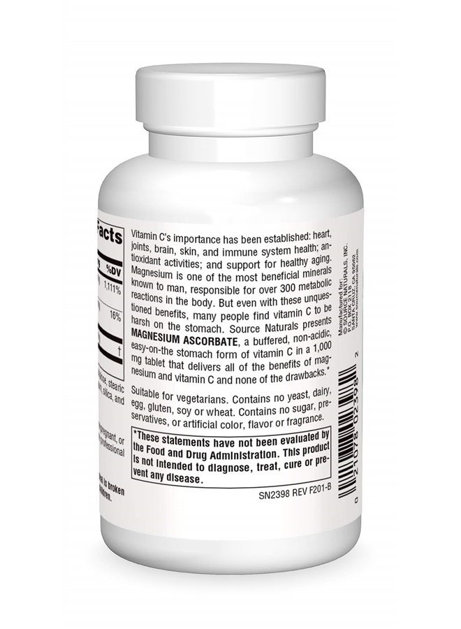 Source Naturals Magnesium Ascorbate, 1000 Mg Tablet, 60 Count - Image 1