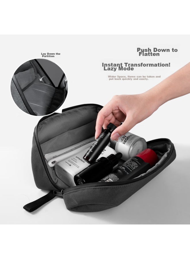 Pack All Travel Toiletry Bag For Men, Convenient Storage, Thickened Curved Large Opening, Business Trip Toiletries Organizer Bag, Dark Gray - Image 2