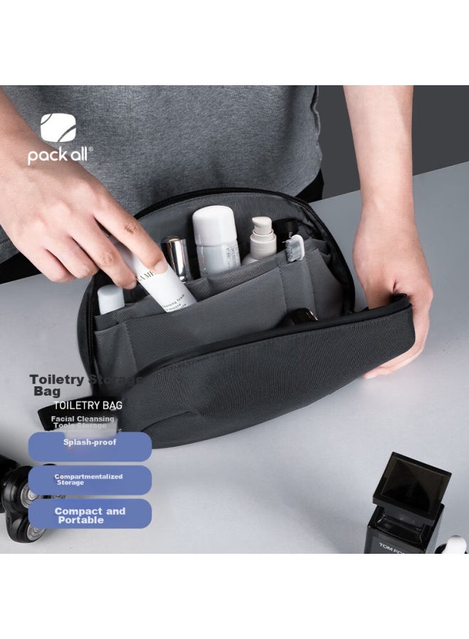 Pack All Travel Toiletry Bag For Men, Convenient Storage, Thickened Curved Large Opening, Business Trip Toiletries Organizer Bag, Dark Gray - Image 1