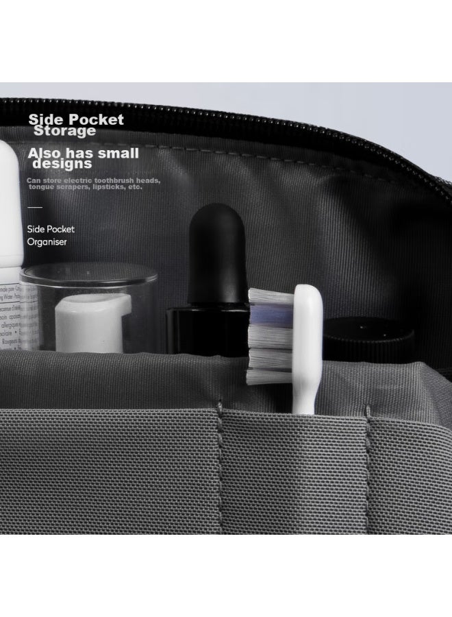 Pack All Travel Toiletry Bag For Men, Convenient Storage, Thickened Curved Large Opening, Business Trip Toiletries Organizer Bag, Dark Gray - Image 4
