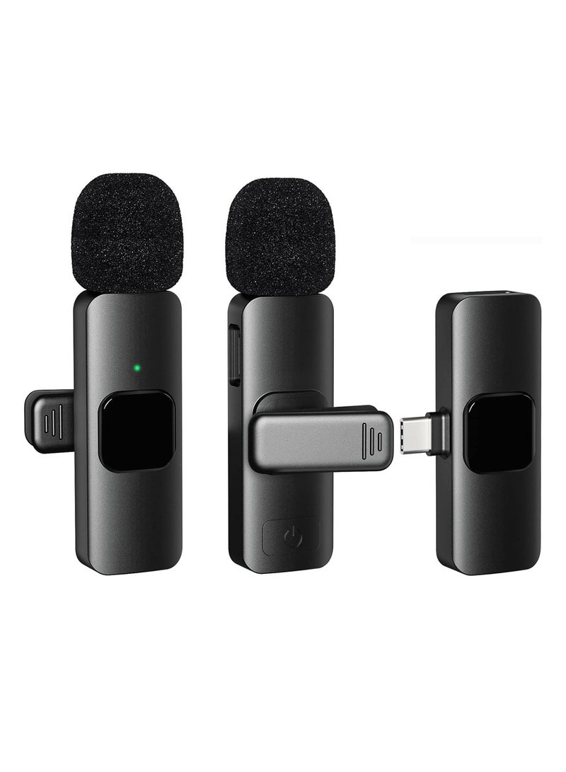 Chappeline MR01 Wireless Adapter Microphone for Type C Android, iPhone iPad Video Recording Podcast, Professional Lapel Mini Microphones - Black - Image 1