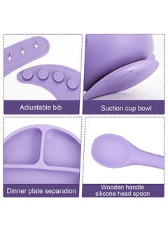 Snowie Soft ® 5Pcs Silicone Tableware Kit For Baby Foodgrade Silicone Tableware Kit Baby Plate & Bowl With Sucker, Cup, Spoon, Bib Food Grade Silicone Bpa-Free Dishwasher & Microwave Safe Baby Product  - Image 3