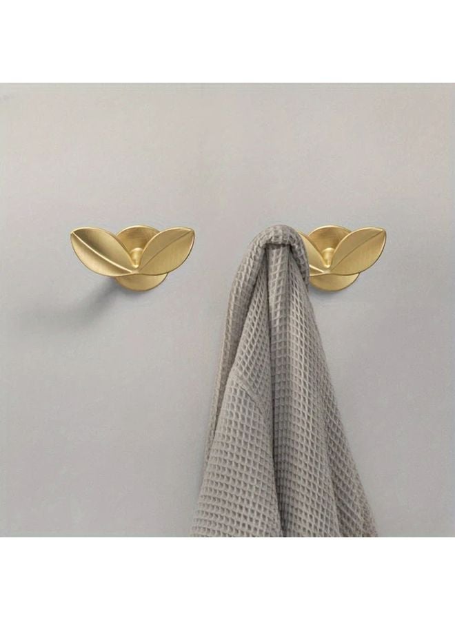 Grey Metal Leaf Wall Hooks 2pcs No Tools Installation Rustic Farmhouse Decor - Image 2