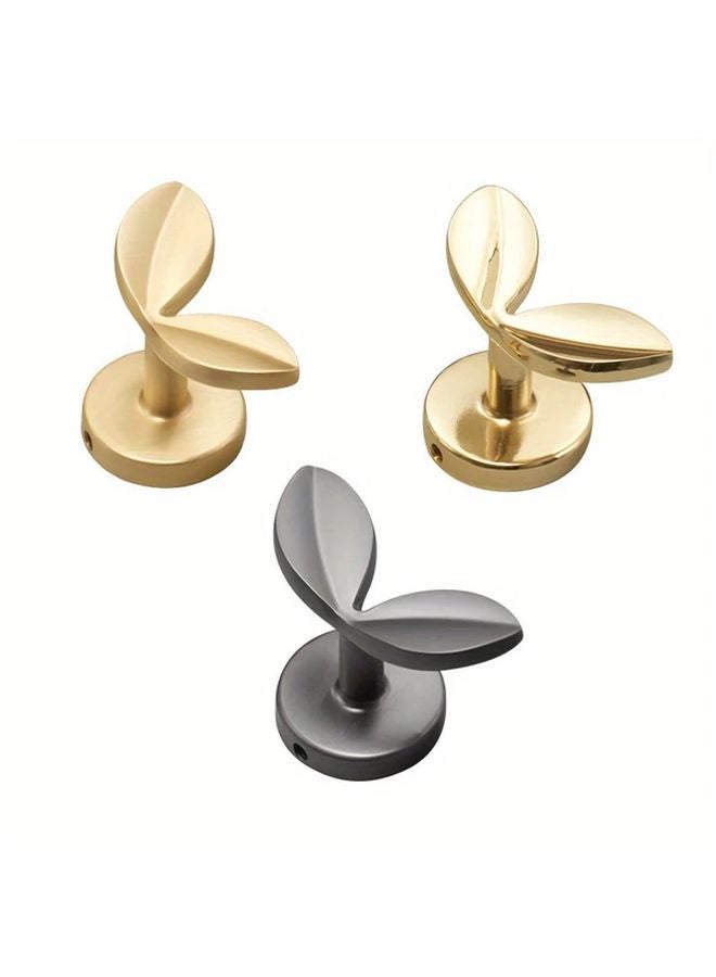 Grey Metal Leaf Wall Hooks 2pcs No Tools Installation Rustic Farmhouse Decor - Image 5