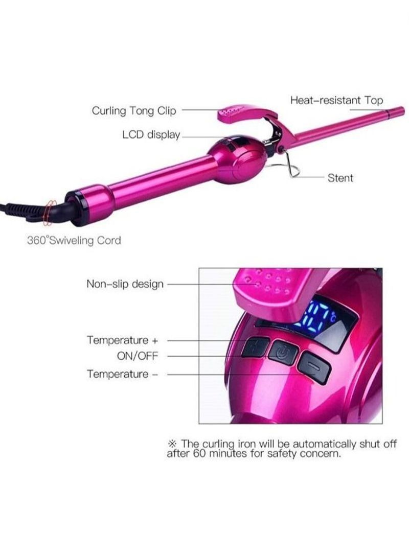 NIBEMINENT Curly Hair Curling Wand Flat Iron Wand Long   Rose Red 9mm - Image 3