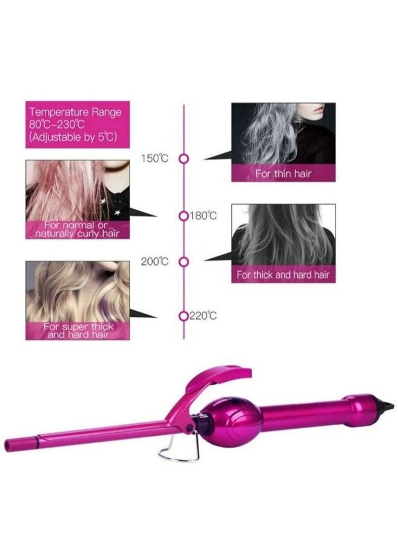 NIBEMINENT Curly Hair Curling Wand Flat Iron Wand Long   Rose Red 9mm - Image 4