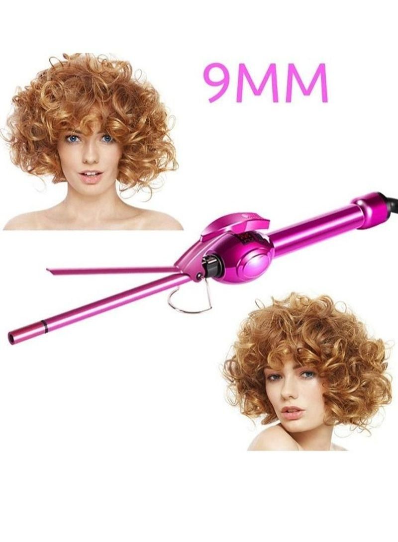 NIBEMINENT Curly Hair Curling Wand Flat Iron Wand Long   Rose Red 9mm - Image 2
