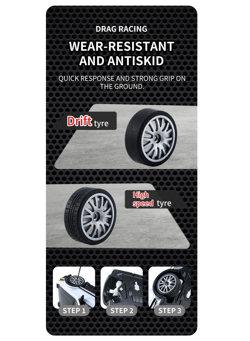 Remote Control Car Racing Vehicle | 1:20 Scale 4WD High-Speed GTR RC Drift Car | 2.4GHz Electric Sport Toy with Extra Tires, LED Lights, 15KM/H Speed | Perfect Gift for Kids & Beginners - Image 3