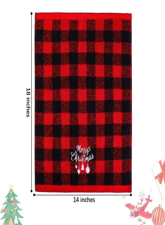 MCEAST 3 Pack Christmas Hand Towels, 18 x 14 Inches Red and Black Buffalo Plaid Christmas Soft Washcloths Pure Cotton Towels for Bathroom Kitchen Home and Xmas Decoration - Image 2