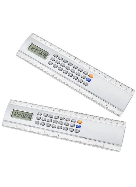 2-in-1 Ruler Calculator – 20cm/8 Inch with 8-Digit LCD Display, Battery-Powered, Multifunctional Office & School Calculator, Portable Math Tool for Students, Professionals, and Promotional Gifts