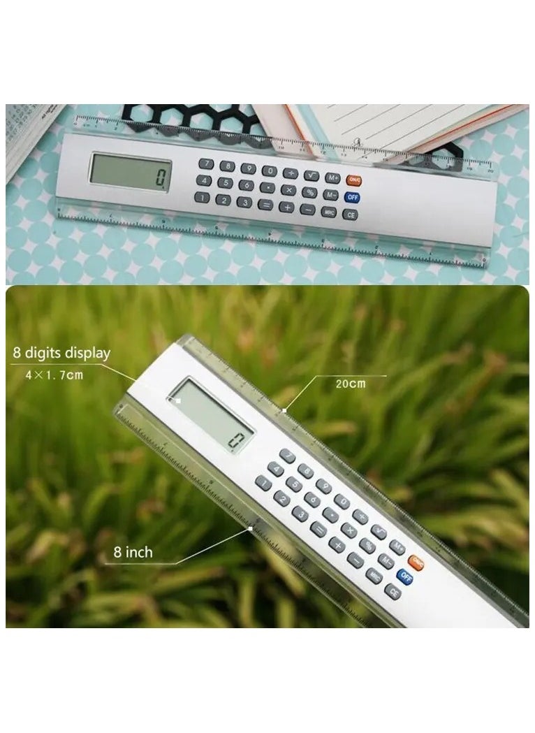Generic 2-in-1 Ruler Calculator – 20cm/8 Inch with 8-Digit LCD Display, Battery-Powered, Multifunctional Office & School Calculator, Portable Math Tool for Students, Professionals, and Promotional Gifts  - Image 2