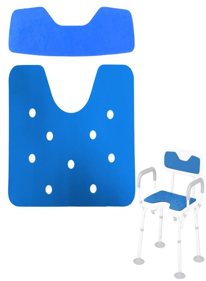 MESINURS Shower Chair Seat Mat & Back Mat Sets Fit Cutout Seat - Bath Stool Non-Slip Cushion EVA Foam Pad with Adhesive for Handicap, Disabled, Elderly, Pregnant, 2 PCS - Image 1