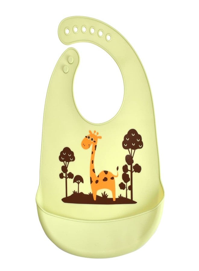 أوشا مريلة أطفال من السيليكون الناعم المقاوم للماء من AUSHA بتصميم لطيف، 6 فتحات، مناسبة للأطفال من عمر 0-6 سنوات (أصفر) - Image 1