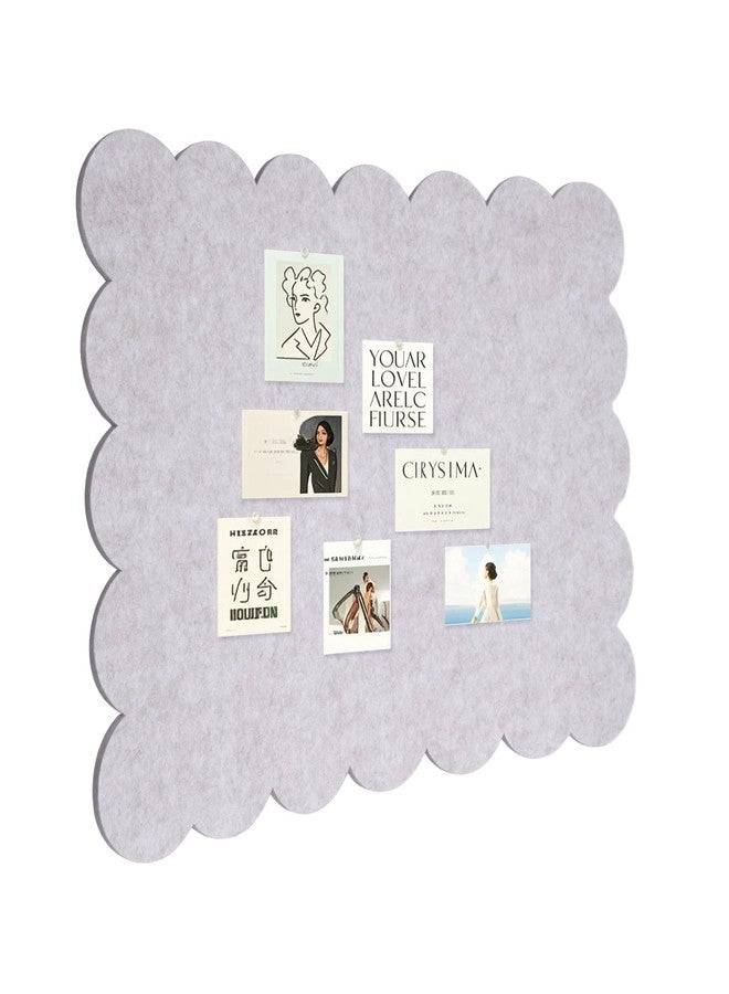 QVEEQ Scalloped Felt Bulletin Board 23.62" X 15.74", Bulletin Board Fabric, Foldable, Beige.Self-Adhesive Bulletin Decorative Design Suitable for Office Notices, Classrooms, Art - Image 1
