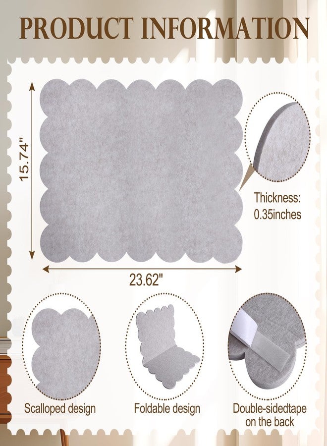 QVEEQ Scalloped Felt Bulletin Board 23.62" X 15.74", Bulletin Board Fabric, Foldable, Beige.Self-Adhesive Bulletin Decorative Design Suitable for Office Notices, Classrooms, Art - Image 2