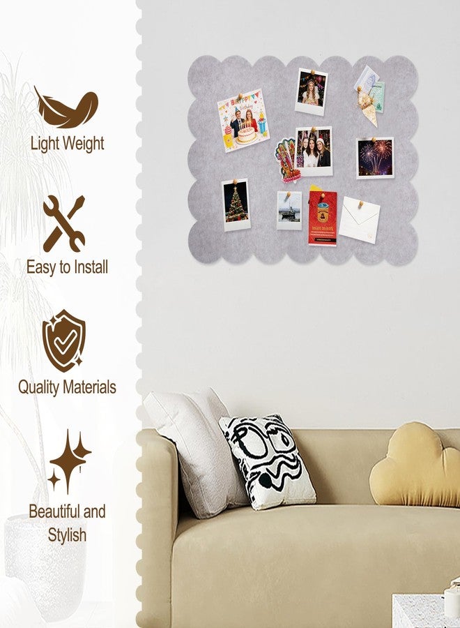 QVEEQ Scalloped Felt Bulletin Board 23.62" X 15.74", Bulletin Board Fabric, Foldable, Beige.Self-Adhesive Bulletin Decorative Design Suitable for Office Notices, Classrooms, Art - Image 3