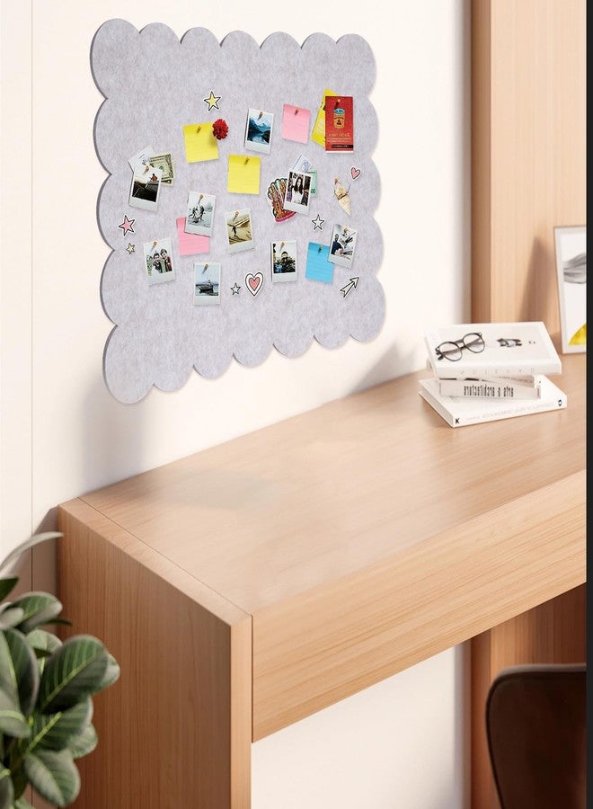 QVEEQ Scalloped Felt Bulletin Board 23.62" X 15.74", Bulletin Board Fabric, Foldable, Beige.Self-Adhesive Bulletin Decorative Design Suitable for Office Notices, Classrooms, Art - Image 4