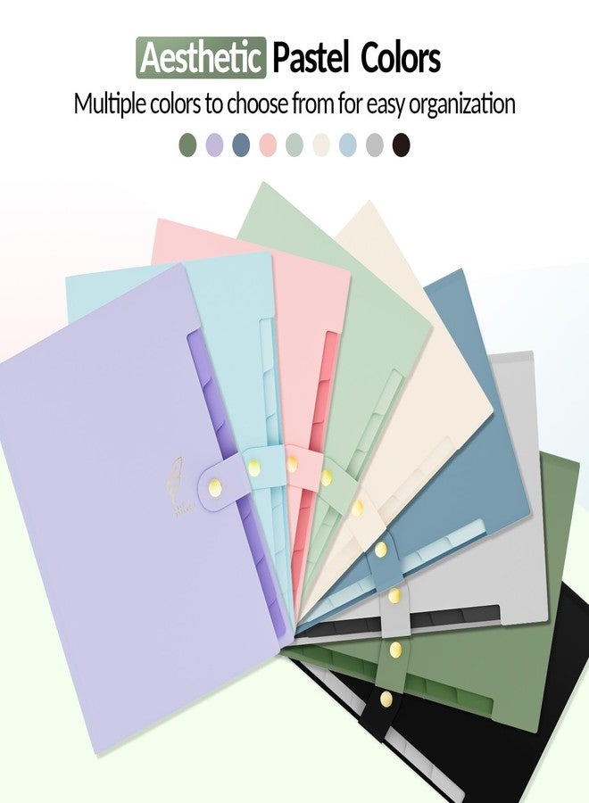 Sooez Aesthetic 8 Pocket Accordion File Organizer, Pastels Expanding File Folder for Important Document with Labels, Portable Receipt Bill Organizer for Office School Supplies, Letter Size Haze Blue - Image 2