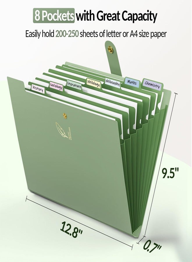 Sooez Aesthetic 8 Pocket Accordion File Organizer, Pastels Expanding File Folder for Important Document with Labels, Portable Receipt Bill Organizer for Office School Supplies, Letter Size Haze Blue - Image 4