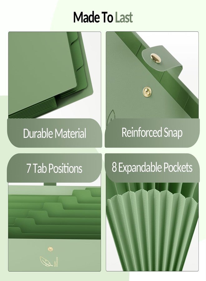 Sooez Aesthetic 8 Pocket Accordion File Organizer, Pastels Expanding File Folder for Important Document with Labels, Portable Receipt Bill Organizer for Office School Supplies, Letter Size Haze Blue - Image 3