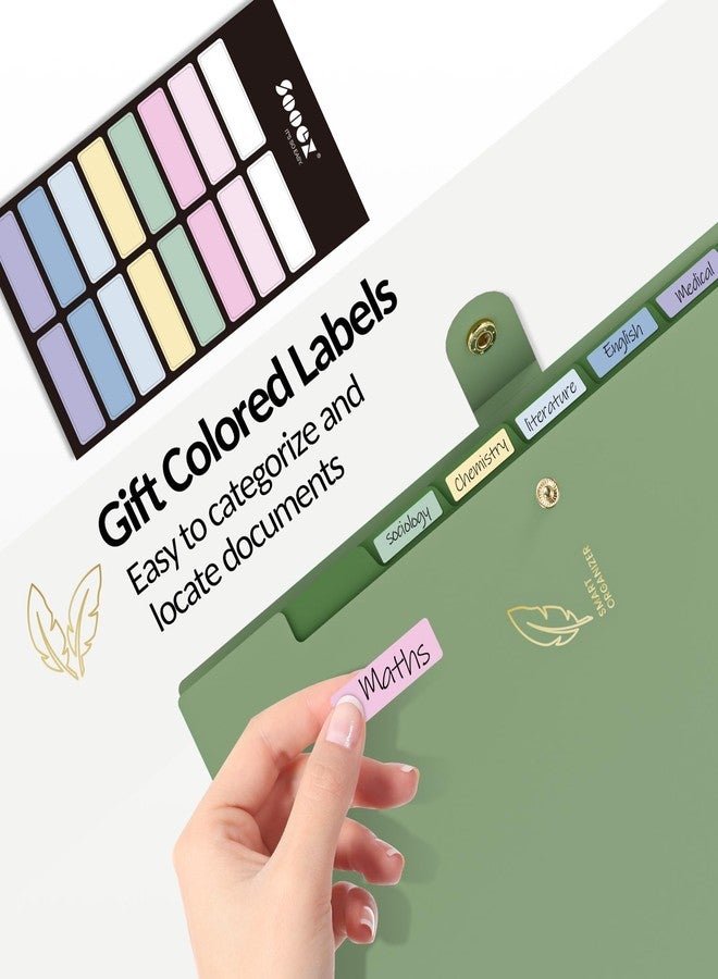 Sooez Aesthetic 8 Pocket Accordion File Organizer, Pastels Expanding File Folder for Important Document with Labels, Portable Receipt Bill Organizer for Office School Supplies, Letter Size Haze Blue - Image 5