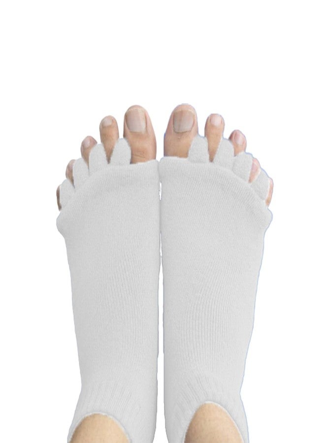 SPANCIA Foot Alignment Socks Cotton | 5 Toe Separator | For Foot Pain Relief | Bunion Corrector | Hallux Valgus | Plantar Fasciitis | 1 Pair (White) - Image 3