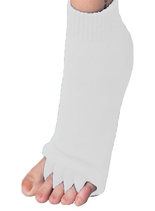 SPANCIA Foot Alignment Socks Cotton | 5 Toe Separator | For Foot Pain Relief | Bunion Corrector | Hallux Valgus | Plantar Fasciitis | 1 Pair (White) - Image 2