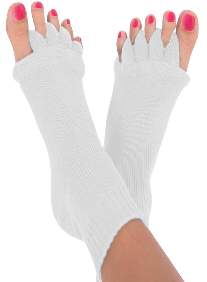 SPANCIA Foot Alignment Socks Cotton | 5 Toe Separator | For Foot Pain Relief | Bunion Corrector | Hallux Valgus | Plantar Fasciitis | 1 Pair (White) - Image 1