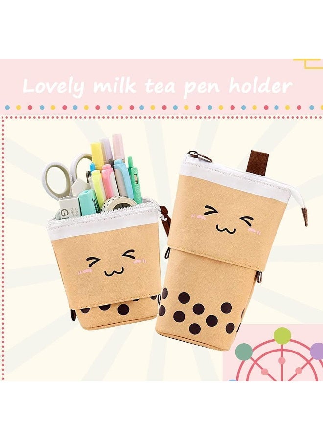 FunBlast Standing Pencil Case, Cute Pencil Pouch for Girls & Boys – Korean Boba Pop Up Stationery, Cosmetic Organizer Box, Pouches for Stationary Boys Kids Women School Students (Brown) - Image 5