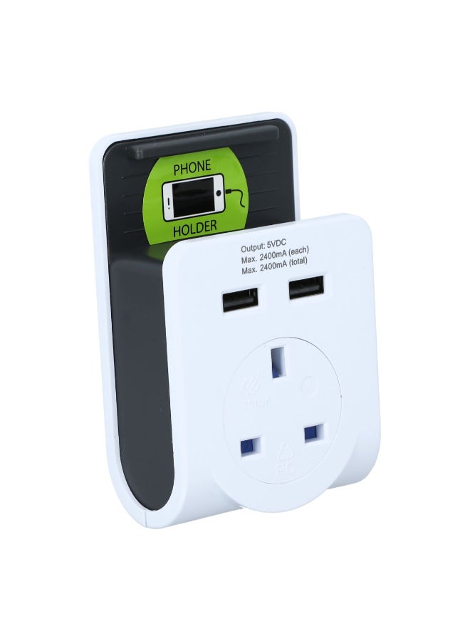 GAO 2 USB Charger Power Adapter White and Grey 9.4 x 8.2 x 21.2 cm EMP601USB-UK - Image 3