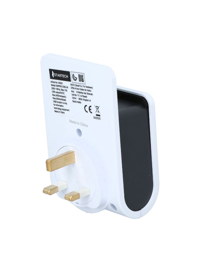 GAO 2 USB Charger Power Adapter White and Grey 9.4 x 8.2 x 21.2 cm EMP601USB-UK - Image 4