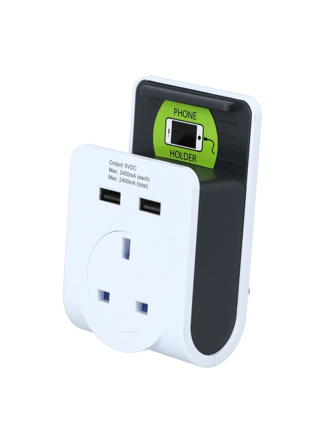 GAO 2 USB Charger Power Adapter White and Grey 9.4 x 8.2 x 21.2 cm EMP601USB-UK - Image 2