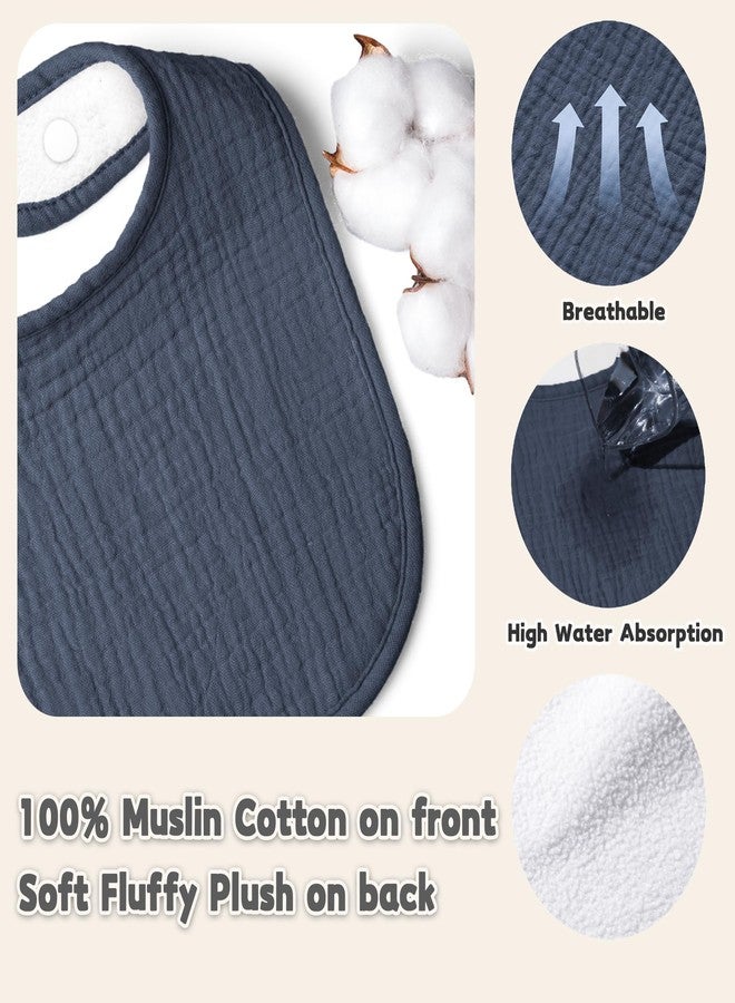 Susurration Muslin Baby Bibs 6 Pack Bandana Drool Bibs,Soft Square Adjustable Baby Drooling Bibs for Unisex Girls & Boys(Blue) - Image 3
