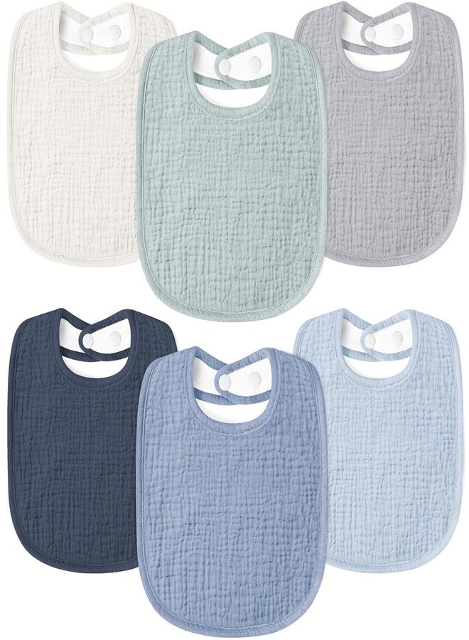 Susurration Muslin Baby Bibs 6 Pack Bandana Drool Bibs,Soft Square Adjustable Baby Drooling Bibs for Unisex Girls & Boys(Blue) - Image 1