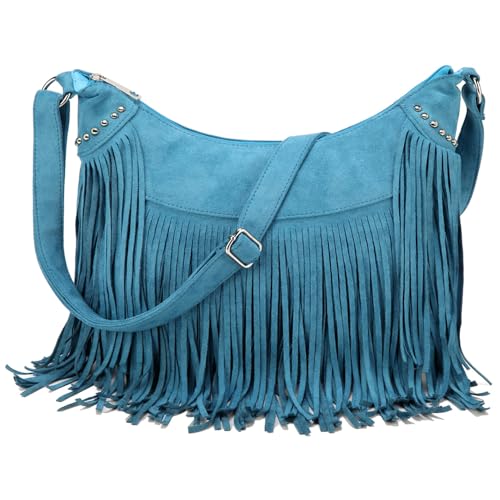 Dora & Liz Fringe Hobo Bags for Women Vintage Suede Crossbody Bag Hippie Western Cowgirl Purses Tassel Shoulder Bag - Image 1