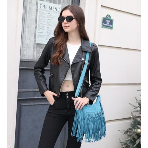 Dora & Liz Fringe Hobo Bags for Women Vintage Suede Crossbody Bag Hippie Western Cowgirl Purses Tassel Shoulder Bag - Image 2