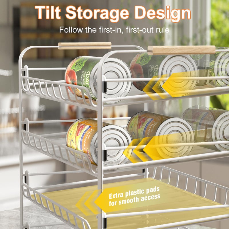 MAXIFFE 4 Tier Can Organizer, Space-Saving Easy Assembly Adjustable Sturdy Metal Hold 48 Cans Storage Holder Rack Dispenser for Pantry Kitchen Cabinet Countertop RV, for Soda Drinks Fruits, White - Image 3