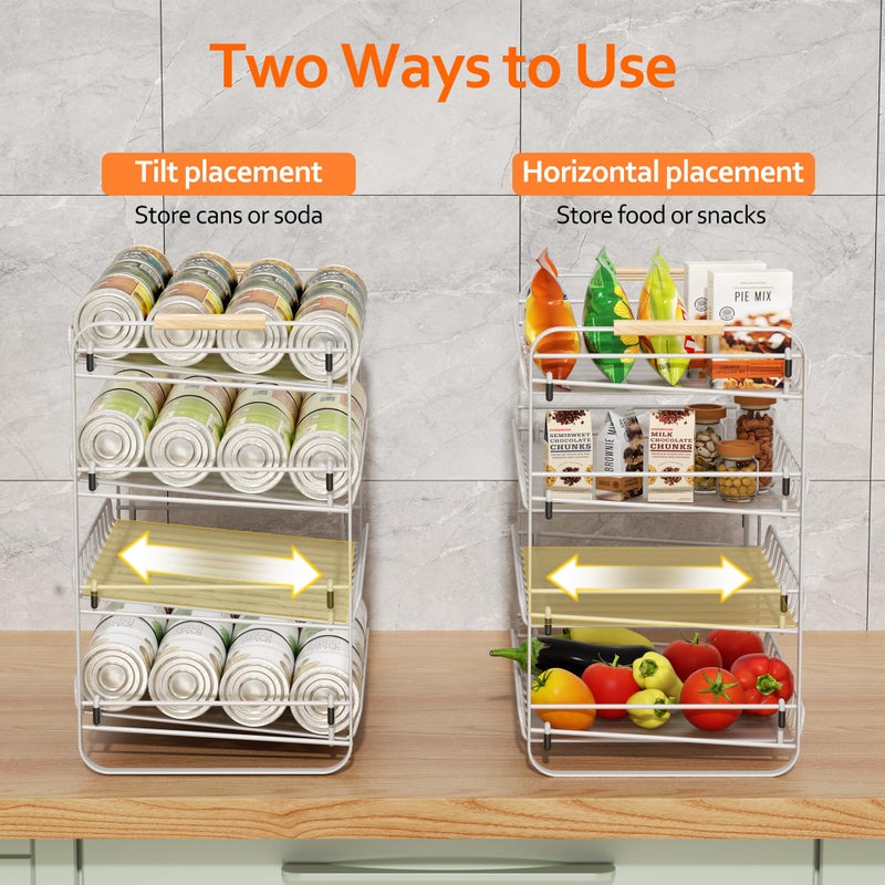 MAXIFFE 4 Tier Can Organizer, Space-Saving Easy Assembly Adjustable Sturdy Metal Hold 48 Cans Storage Holder Rack Dispenser for Pantry Kitchen Cabinet Countertop RV, for Soda Drinks Fruits, White - Image 5