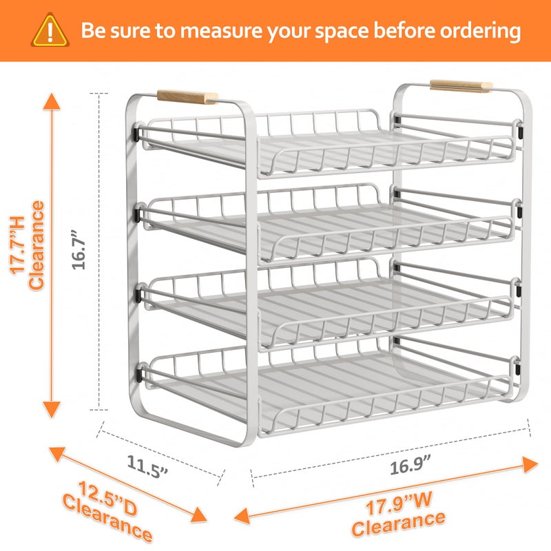 MAXIFFE 4 Tier Can Organizer, Space-Saving Easy Assembly Adjustable Sturdy Metal Hold 48 Cans Storage Holder Rack Dispenser for Pantry Kitchen Cabinet Countertop RV, for Soda Drinks Fruits, White - Image 2