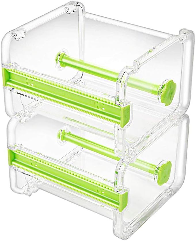 molshine 2 Pack Transparent Desktop Multi Washi Masking Tape Storage Dispenser,Tape Cutter,Tape Roll Holder (Not Include Masking Tape) (Green) - Image 1