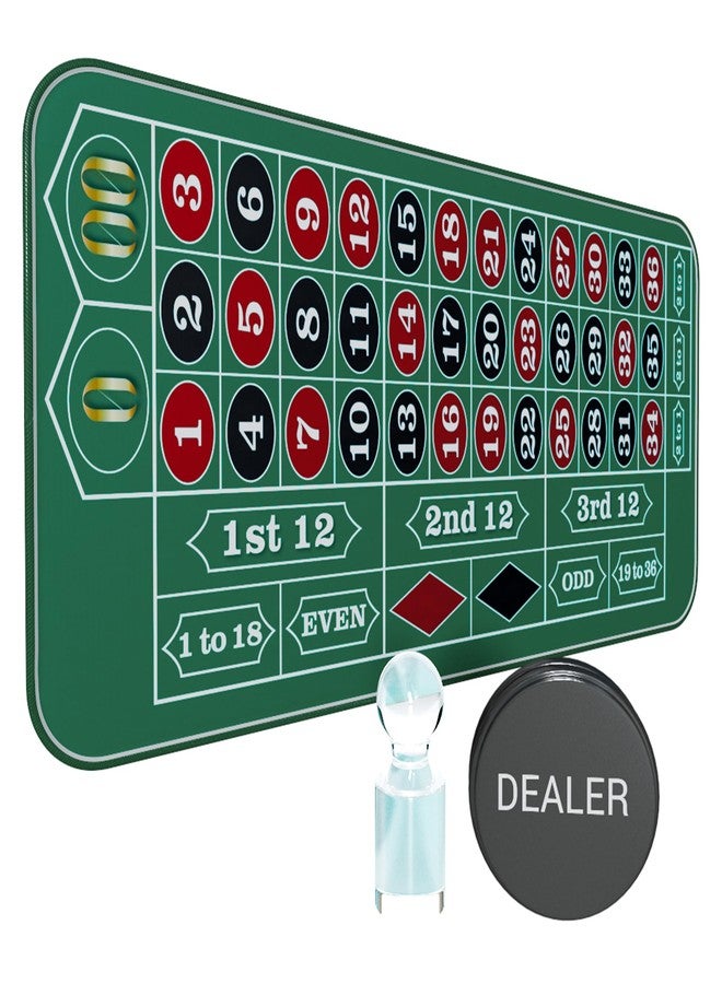 iEsstros Casino Roulette Mat 70" x 35" Rubber Table Mat with Storage Bag Win Marker Roulette Table Top Mat Casino Games for Adults-Green - Image 1