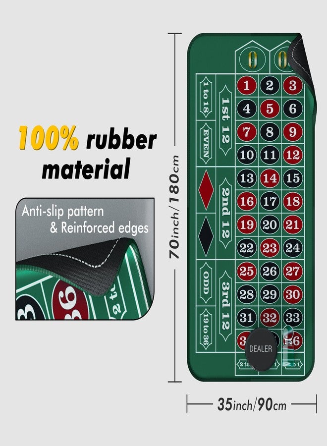 iEsstros Casino Roulette Mat 70" x 35" Rubber Table Mat with Storage Bag Win Marker Roulette Table Top Mat Casino Games for Adults-Green - Image 3