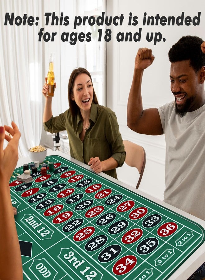 iEsstros Casino Roulette Mat 70" x 35" Rubber Table Mat with Storage Bag Win Marker Roulette Table Top Mat Casino Games for Adults-Green - Image 5