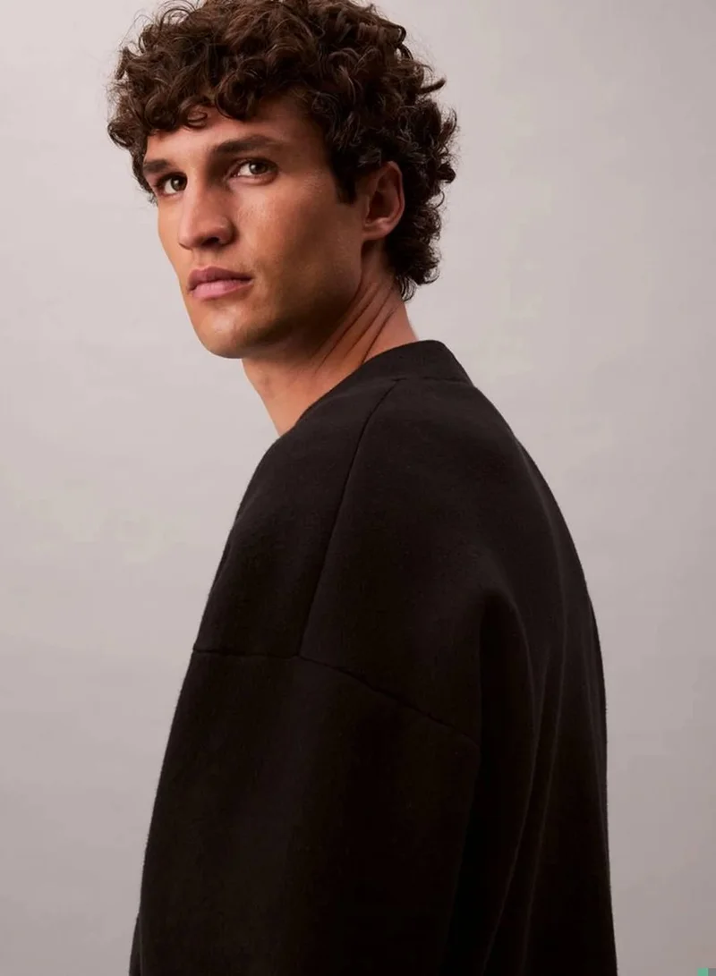 Calvin Klein Jeans Black Cotton Blend Monogram Logo Relaxed Cardigan for Men | Best Price UAE